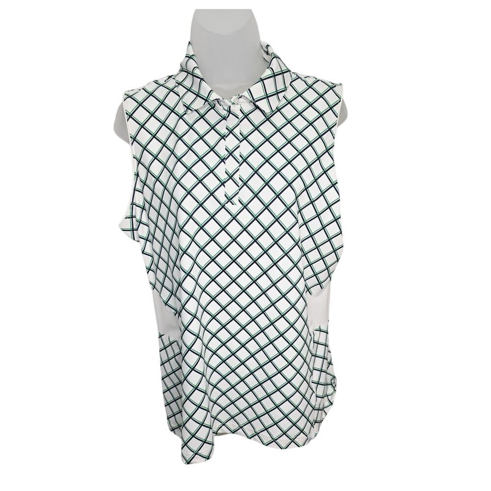 Womens Sleeveless Golf Top Plaid Stretch Performance Tennis Pickleball Shirt L